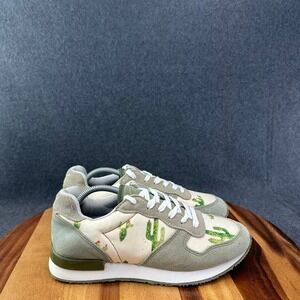 Inkkas Prickly Jogger Sneakers Womens Size 7 Green Cactus Print Boho Shoes